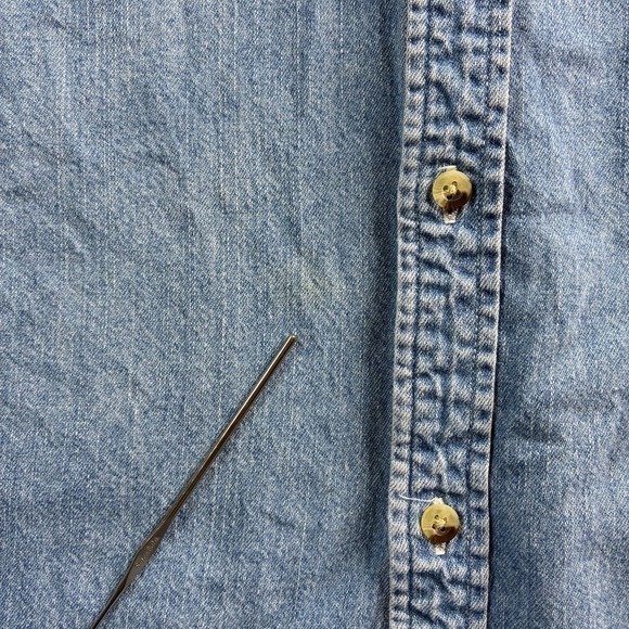 Cherokee Men's Denim Shirt Blue Size XL Collared Long Sleeve Cotton Thrashed VTG - Picture 15 of 16